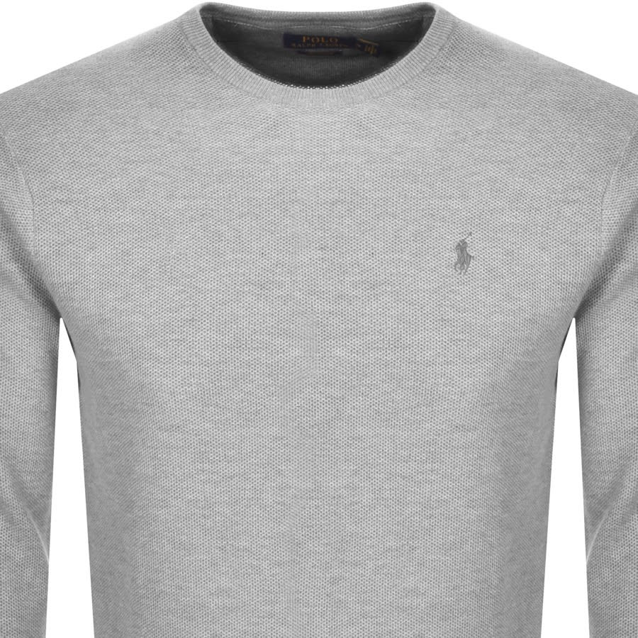 Alternative Image for ProductRalph Lauren Crew Neck Waffle Knit Jumper Grey2